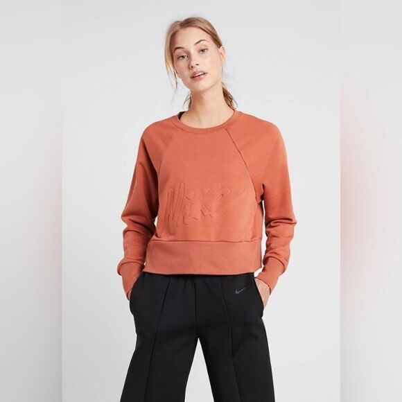 Nike Tops - Nike Dri Fit Get Fit Fleece Training Crop Sweatshirt - Burnt Orange